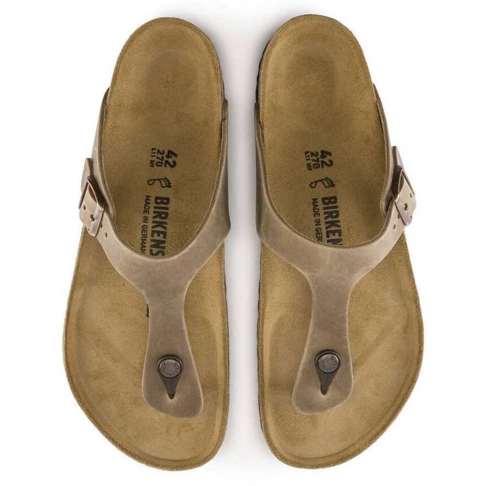 Birkenstock Gizeh Sandal Tobacco Brown Oiled Leather Slip On Shoes Size 38 / 7